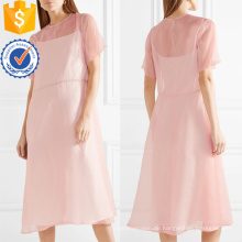 Heißer Verkauf Rosa Kurzarm Midi Sommerkleid Herstellung Großhandel Mode Frauen Bekleidung (TA0324D)